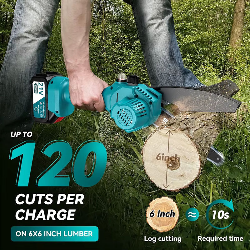 Seesii Mini-Kettensäge kabellos in Türkis, 15,2 cm Astsäge für Makita 18 V Akku LXT zur Holzbearbeitung im Garten - Bild 2