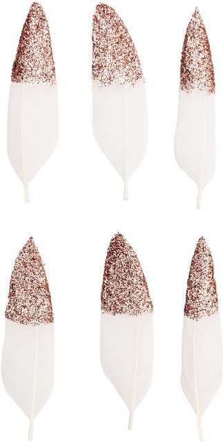 idee. Creativmarkt Gänsefedern Weiß-Roségold, 6 Stück, Länge: 8 cm - Bild 1