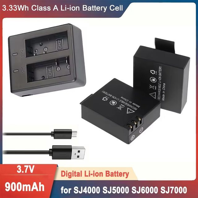 SJCAM wiederaufladbarer Li-Ionen-Akku 3,7 V 900 mAh in Schwarz für SJ4000 SJ5000 SJ6000 SJ7000 WiFi Sport Action Kameras - Bild 1