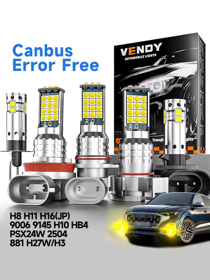 2 Stück LED-Nebelscheinwerfer Glühbirnen Set in Silber mit Canbus-System für H11 H8 H16 JP 9006 HB4 H10 9145 PSX24W 2504 H3 881 H27W als Tagfahrlicht-Zubehör - Bild 5