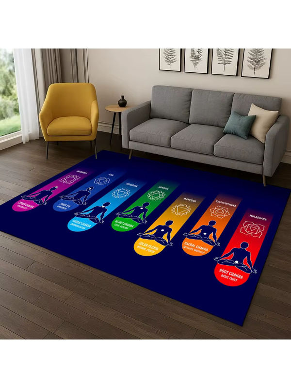 Faviora Regenbogen 7 Chakra Yoga Meditationsteppich in Multicolour, rutschfester Boho Teppich für Wohnzimmer, Schlafzimmer oder Kinderzimmer, B/T: 60 x 40 cm - Bild 2