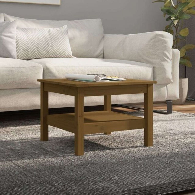 Vidaxl Couchtisch aus Massivholz Kiefer in Braun im Landhausstil und minimalistischem Design B/T/H: 55 x 55 x 40 cm - Bild 1