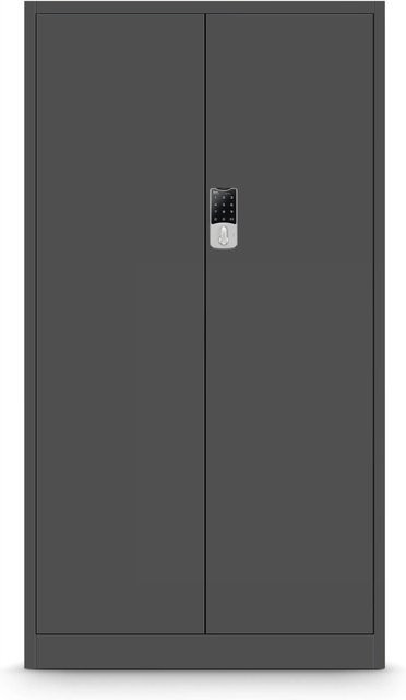JAN NOWAK Metallschrank DANIEL Aktenschrank mit Zahlenschloss und verstellbaren Regalböden aus Stahl, Anthrazit, H x B x T: 185 x 90 x 40 cm - Bild 1