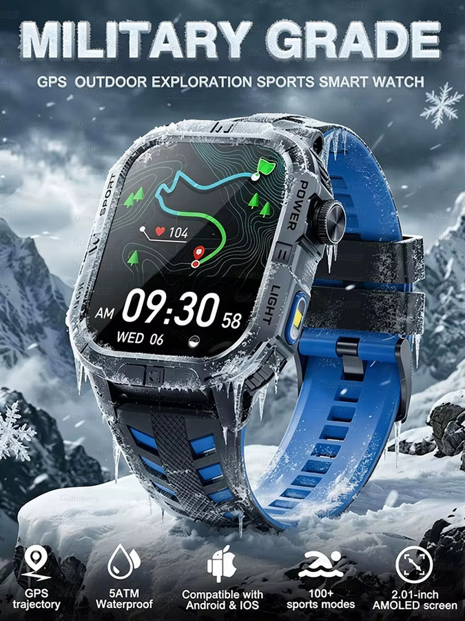 GUHUAVMI Smartwatch, Schwarz, Silikon, Herren, GPS, Herzfrequenz - Bild 7