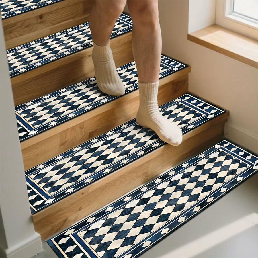 VIKAMA Rutschfeste Treppenmatte mit weißem Mosaik-Muster für Treppenstufen - Bild 3