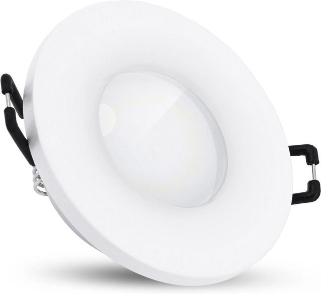 SSC-LUXon BEDA LED Einbaustrahler IP65 Flach Dimmbar Weiß mit 4W Warmweiß Modul für Bad und Außenbereich - Bild 1