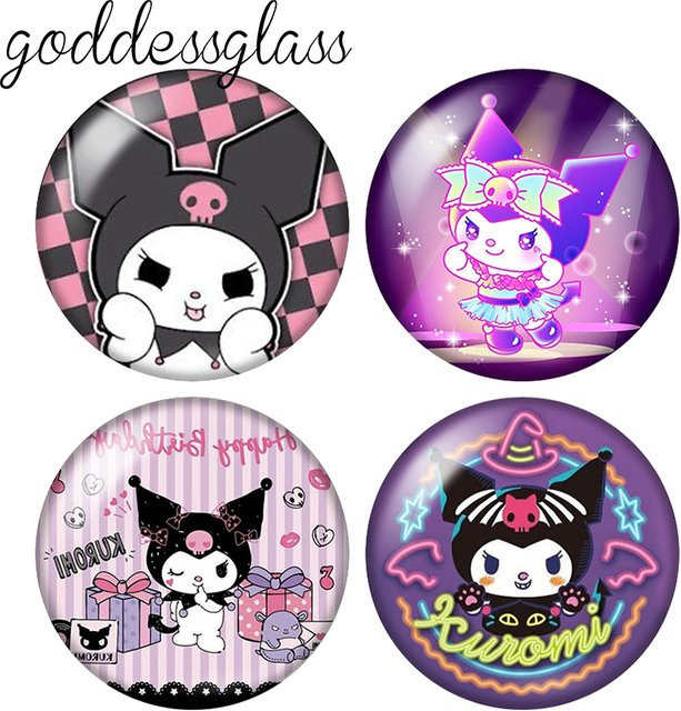 MINISO Fotoglas-Cabochon Kuromi Purple Magic Melody, 12mm/18mm/20mm - Bild 1