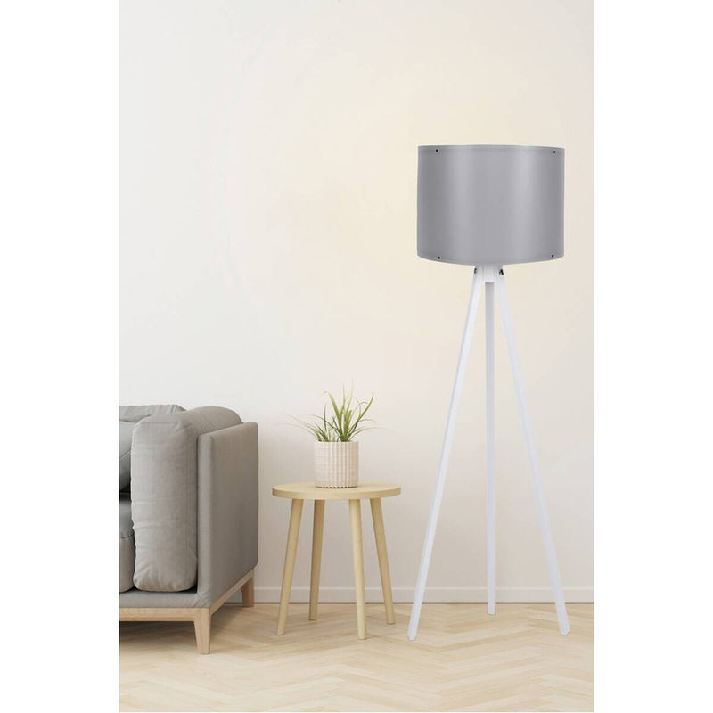Opviq Stehlampe in Grau und Weiß aus MDF und Polypropylen, B/T/H: 38 x 38 x 145 cm, E27 Fassung - Bild 2