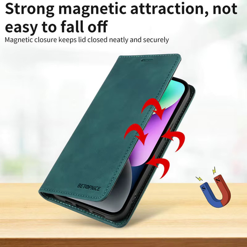 Samsung Galaxy A57 5G Flip Hülle aus Leder mit RFID-Schutz und NFC in Schwarz oder Grün - Bild 2