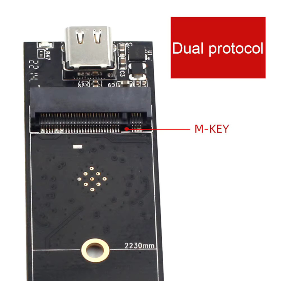 ALLOYSEED M.2 zu USB 3.1 Typ C Riser Board Konverter Adapter für SATA und NVMe SSD, Schwarz - Bild 5