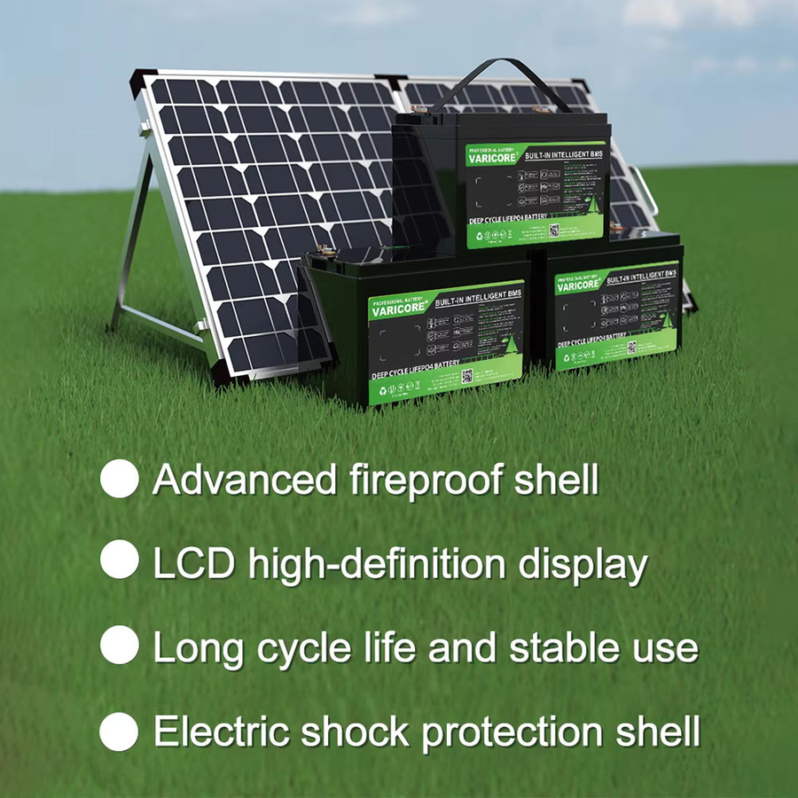 VariCore 12V 100Ah LiFePO4 Deep-Cycle-Batterie in Schwarz mit LCD-Display und 100A Entladestrom für Solar, Wohnmobil und Marine - Bild 3