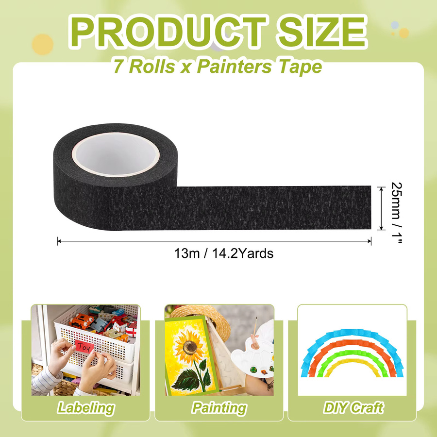 7 Rollen weißes Abdeckband aus Papier mit Beschriftung, Breite: 25 mm, Länge: 13 m pro Rolle - Bild 2