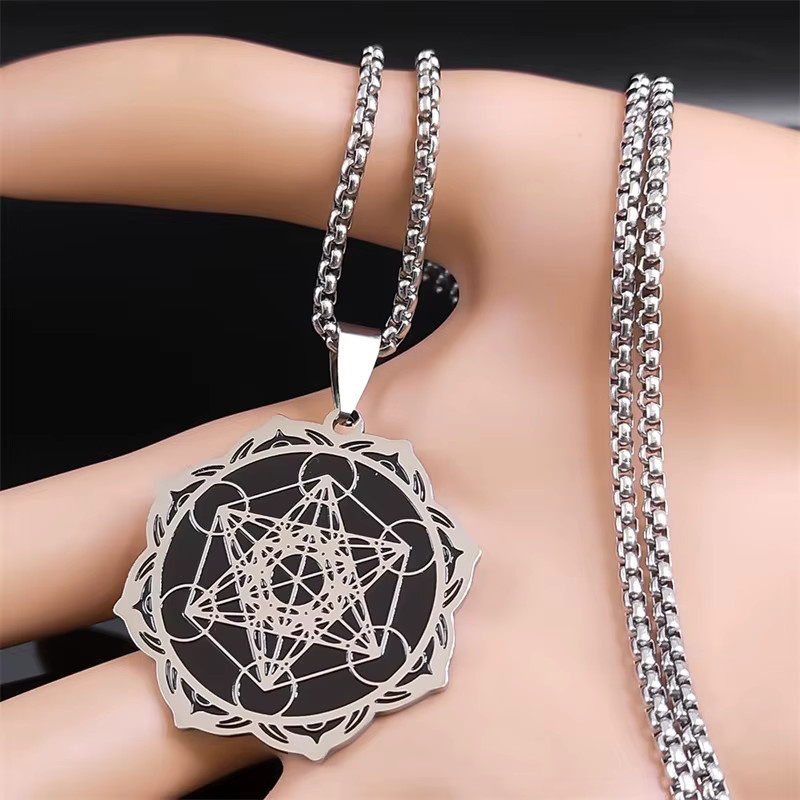 AFAWA Halskette, Edelstahl, Metatron Würfel, Unisex - Bild 2
