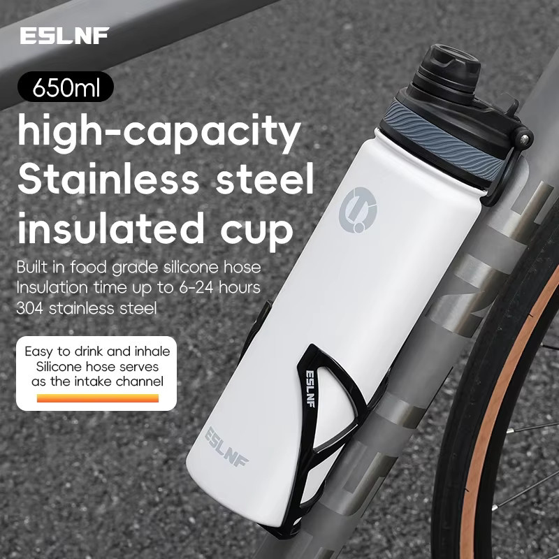 ESLNF Isolierte Camping-Vakuumflasche aus Edelstahl 304 in Schwarz oder Weiß, 650 ml - Bild 5