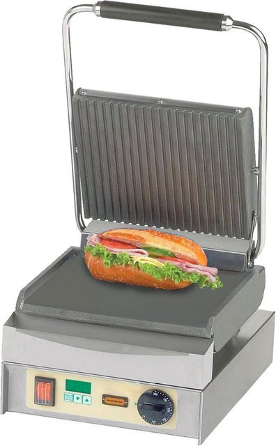 Neumärker Panini Master Kontaktgrill in Silber mit Digitalanzeige und Timer, B/T/H: 29 x 40 x 59 cm - Bild 1