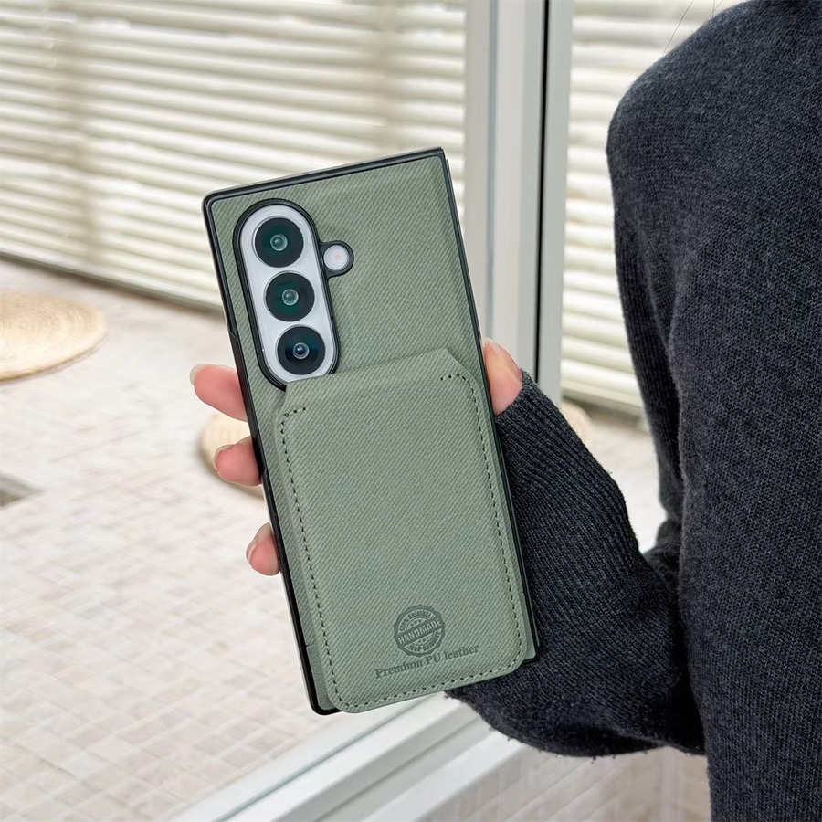 2-in-1 Magnetische Leder-Handyhülle mit Geldbörsenfunktion für Samsung Galaxy Fold 7 6 5 4 3 in Aprikose - Bild 1