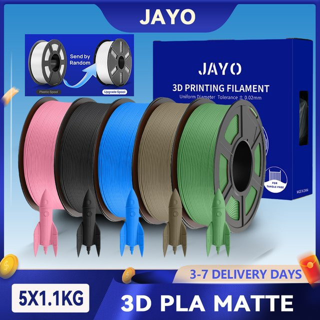 JAYO 3D-Drucker-Filament PLA Matt Multicolour 1,75 mm 5 Rollen - Bild 1