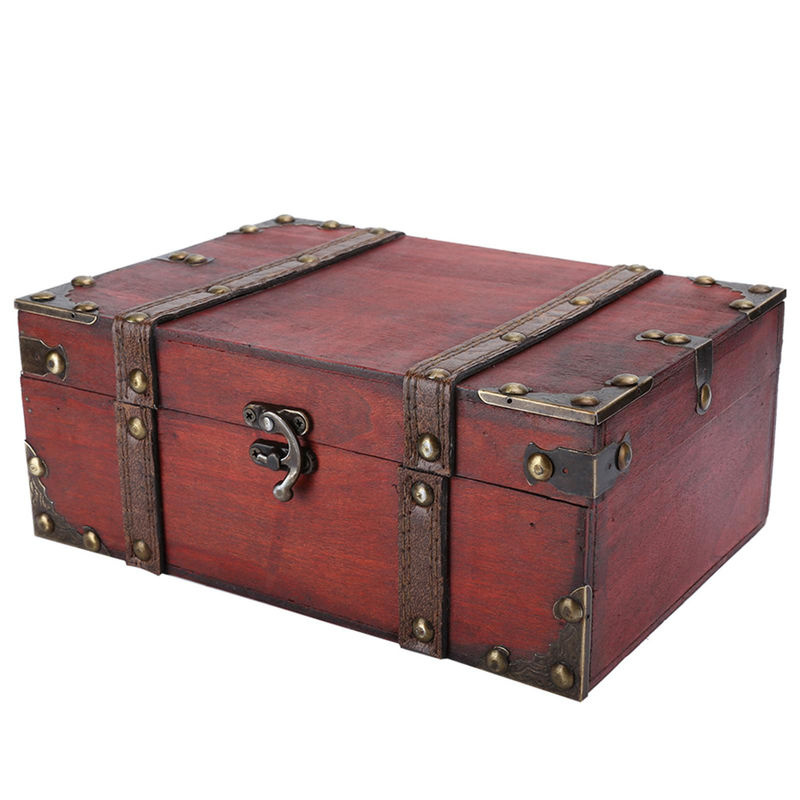 Dekorative Vintage-Aufbewahrungsbox aus Holz von Neoglint in Grau und Braun mit Schloss - Bild 4
