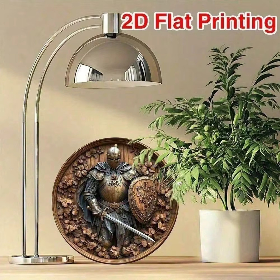 CIFBUY Vintage-Ritterrüstung Wandkunst aus Metall, rundes Aluminium-Plakettenschild in Braun, Durchmesser: 20,3 cm - Bild 3