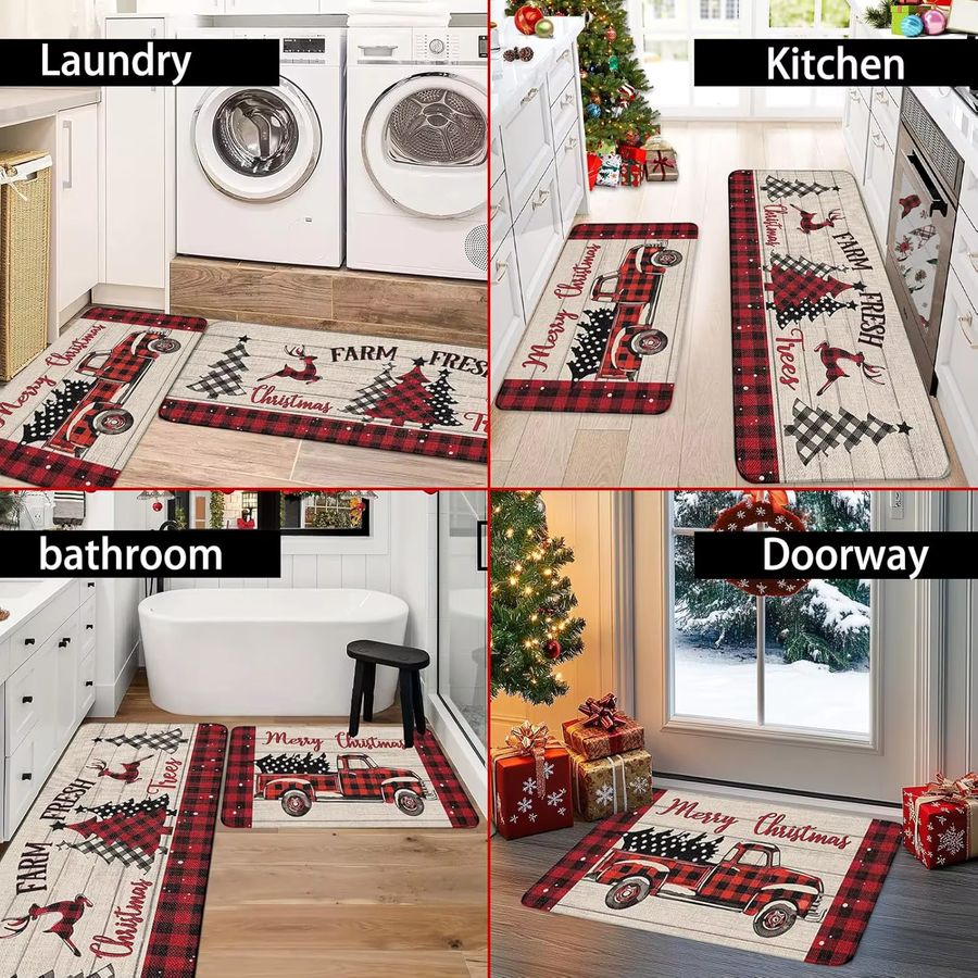 VIAMA Weihnachts-Küchenteppich rutschfeste Fußmatte für Eingangsbereich und Badezimmer festliche Heimdekoration - Bild 6