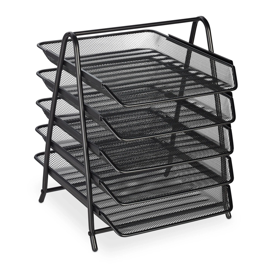 Relaxdays Dokumentenablage aus Stahl mit 5 ausziehbaren Fächern für A4, Schwarz, B: 37,5 cm, T: 30 cm, H: 35,5 cm - Bild 2