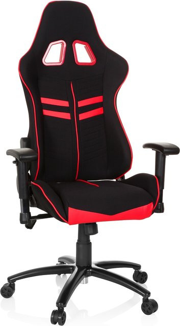 hjh OFFICE Gamingstuhl LEAGUE PRO in Schwarz mit Stoffbezug, Armlehnen und Höhenverstellung - Bild 1