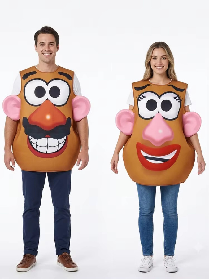 Kartoffelkopf-Kostüm Herr und Frau Kartoffelkopf, Tunika, Paar, Braun - Bild 2