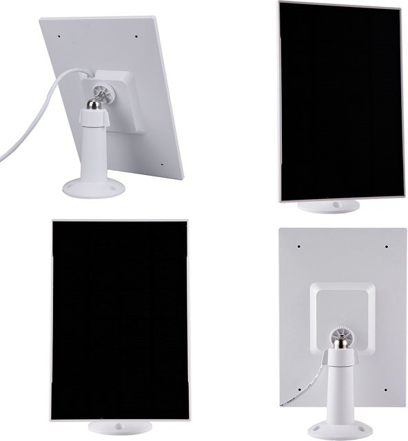 3W 6V Solar-Ladegerät mit Micro USB und Typ-C Anschluss, weißes Solarpanel mit 3 Meter Ladekabel für Ring, Eufy, Blink und Arlo Kameras - Bild 1