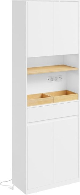 SoBuy Bad-Hochschrank für das Badezimmer in Weiß mit Schubladen und Regalfächern - Bild 1