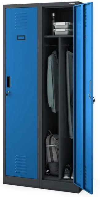 JAN NOWAK Umkleideschrank Spind KACPER mit 2 Abteilen aus Stahl in Anthrazit-Blau, H: 180 cm, B: 80 cm, T: 50 cm - Bild 1
