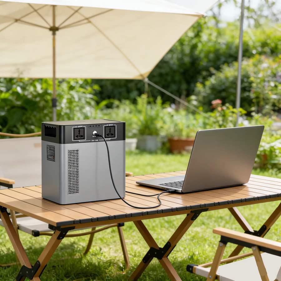 PowMr Tragbare Powerstation mit 1kWh LiFePO4-Batterie und 250W PV-Eingang, Solargenerator in Grau - Bild 2