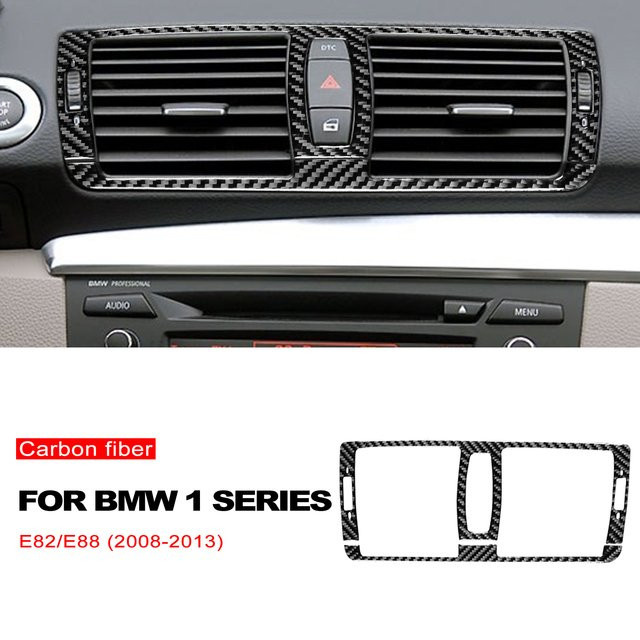 Carbon Faser Aufkleber für den zentralen Luftauslass als Auto Styling Dekoration für BMW 1er E81 E82 E87 E88 (2008-2013) in Schwarz - Bild 1