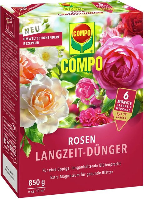 Compo Rosen Langzeit-Dünger für Rosen, Blütensträucher und Kletterpflanzen, 850 g - Bild 1