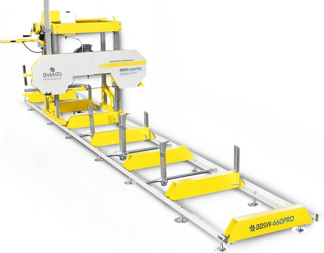 BAMATO Blockbandsäge BBSW-660PRO in Gelb mit 5,9m Rollbahn und elektrischer Höhenverstellung - Bild 1