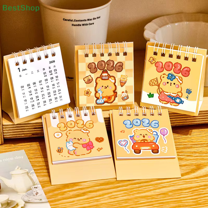 Custard Little Bear Schreibtischkalender 2026 Cartoon Mini-Tischkalender als Tagesplaner und Desktop-Dekoration - Bild 2