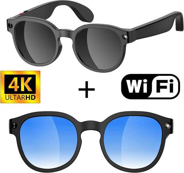 Bai Fen Bai-Digital 3C KI-Smartglasses in Schwarz mit 8MP HD-Kamera, 4K-Aufnahme, Bluetooth-Anruffunktion und KI-Übersetzung für dich - Bild 1