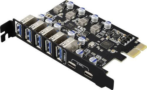 Renkforce RF-6613198 USB-Expansionkarte mit 5+2 Ports: USB-A und USB-C PCIe x1, Schwarz - Bild 1