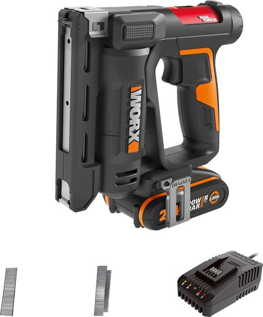 Worx Akku-Tacker WX843 in Orange mit breiter Heftklammer - Bild 1