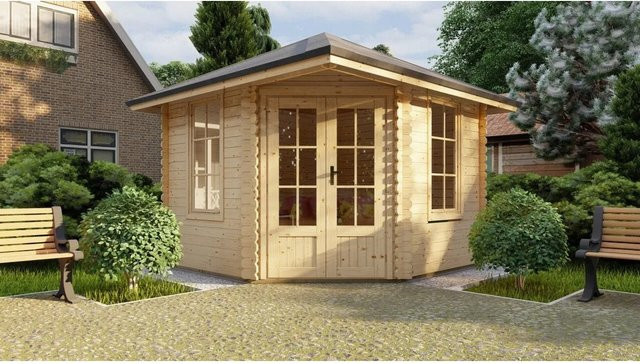Finn Art Blockhaus Gartenhaus aus Holz in Braun, B/T: 3 x 3 m, 28 mm Wandstärke - Bild 1
