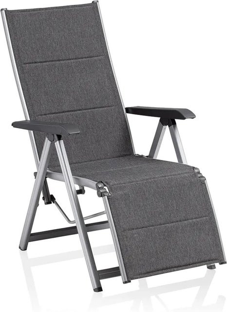 Kettler BASIC Plus Padded Relaxsessel aus Aluminium und Outdoorgewebe in Silber/Anthrazit meliert mit UV-beständigen Polstern - Bild 1
