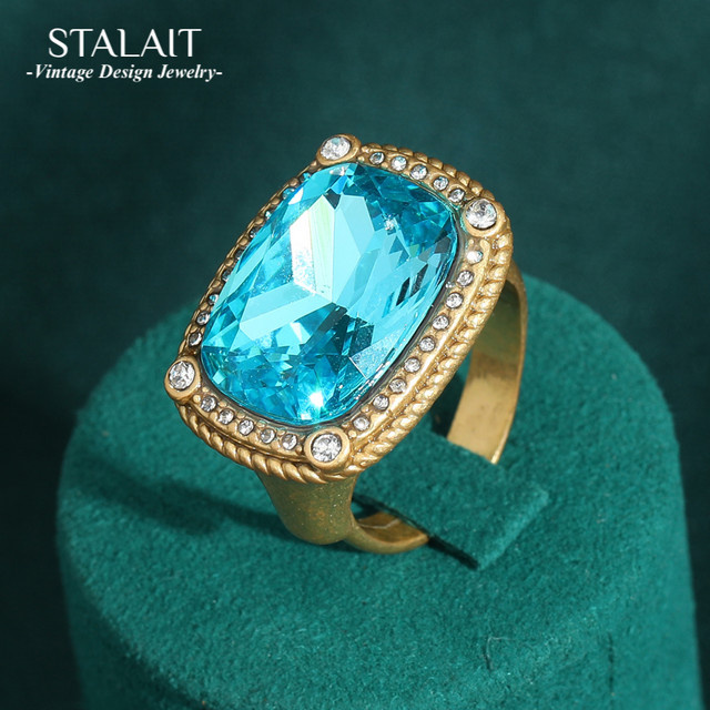 STALAIT Ring Kupfer, Gold, Kristall, Damen, Vintage - Bild 1