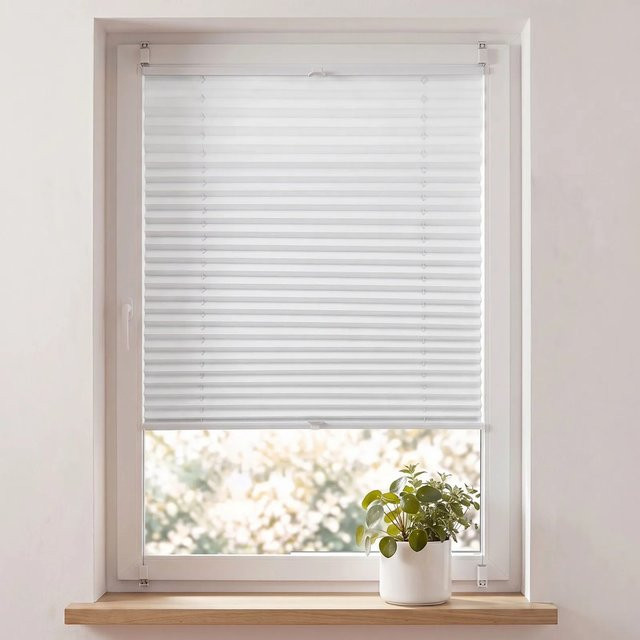 Sekey Verdunkelungsplissee Klemmfix aus Glattgewebe in Weiß, Breite: 80 cm, Höhe: 100 cm - Bild 1