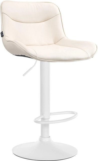 DELUKE Barhocker RAGAD in Creme Weiß, höhenverstellbarer Barstuhl aus Kunstleder mit Lehne und 360 Grad Drehbarkeit, B/T/H: 49 x 51 x 85 cm - Bild 1
