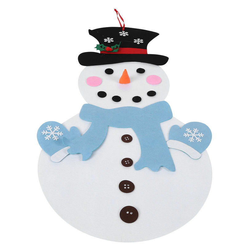 TOMTOP JMS DIY Filz Schneemann Bastelset für Kinder als hängende Weihnachtsdekoration in Weiß und Mehrfarbig mit blauem Schal - Bild 3