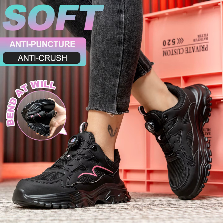 Damen Sicherheitsschuhe kankeirr in Schwarz mit Stahlkappe und Drehknopf als rutschfeste Arbeitsschuhe - Bild 5