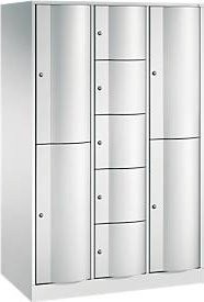 C+P Kombi-Schließfachschrank Resisto in Lichtgrau mit 3 Abteilen und 9 Fächern, B/T/H: 114,8 x 64,0 x 195,0 cm - Bild 1