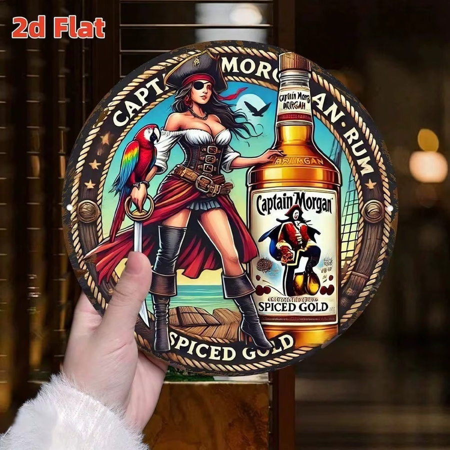 Retro Piraten Blechschild CIFBUY Rund mit Rum-Motiv, Mehrfarbig, Durchmesser: 20,32 cm - Bild 3