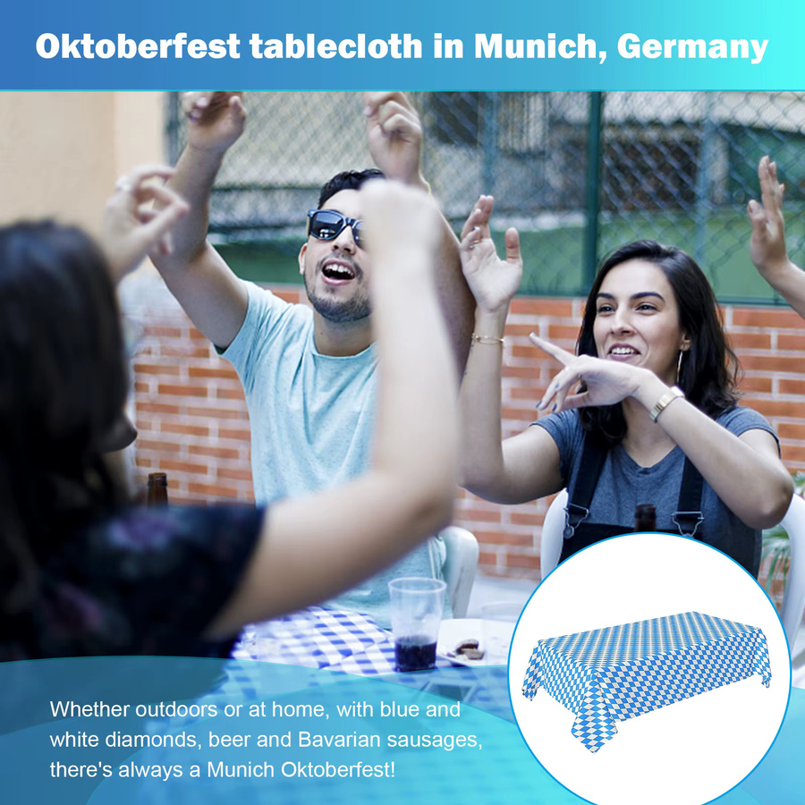 APWIKOGER Einweg Tischdecke Blau im Karo-Design für Oktoberfest, Karneval und Party-Dekoration - Bild 3
