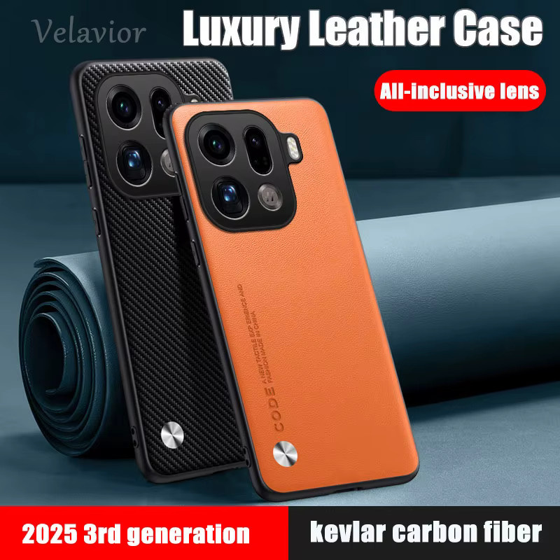 Luxus PU Leder Schutzhülle für Oppo Find X9 Pro, Find X8s und X8 Pro, Stoßfeste Silikon Rückseite, Farben: Rot und Orange - Bild 1