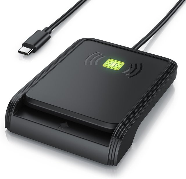 CSL USB Chipkartenleser mit NFC und SIM-Kartenlesegerät in Schwarz, kompatibel mit Windows 10 und 11 für Personalausweis und Gesundheitskarte - Bild 1